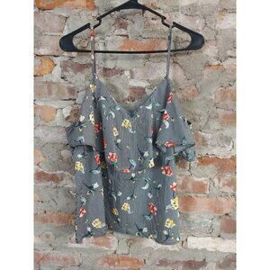 Liberty Love Off The Shoulder Top Womens Sz L Stripes Shirt Flowere B